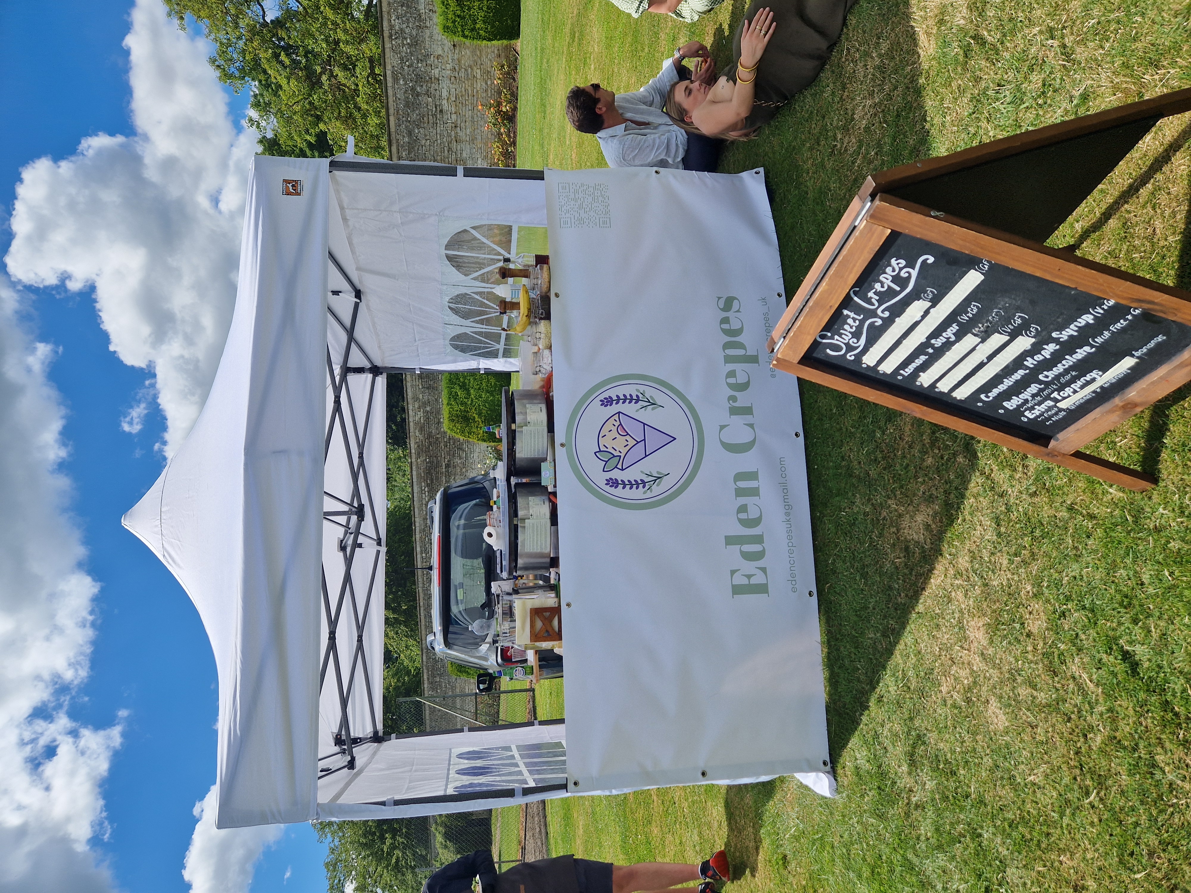 Eden Crepes branded gazebo stall